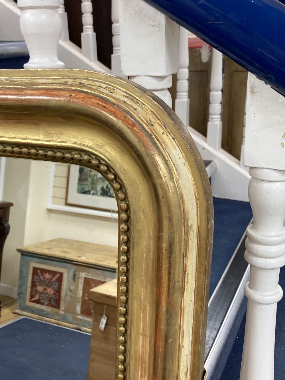A Victorian giltwood and gesso overmantel mirror, width 104cm height 148cm
